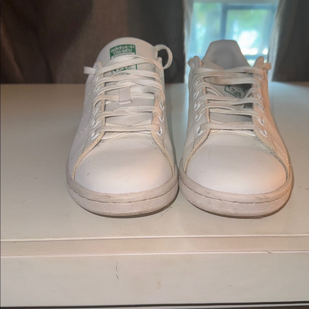 Adidas White Sneakers with Blue Detail